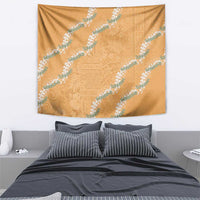 Aloha Pakalana and Puakenikeni Lei Tapestry Gold Hawaiian Pattern