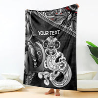 Personalised New Zealand Potae Pango Cricket Blanket Special Maori Hei Tiki Tribal Tattoo LT9 - Polynesian Pride