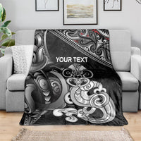 Personalised New Zealand Potae Pango Cricket Blanket Special Maori Hei Tiki Tribal Tattoo LT9 - Polynesian Pride