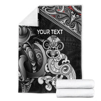 Personalised New Zealand Potae Pango Cricket Blanket Special Maori Hei Tiki Tribal Tattoo LT9 - Polynesian Pride