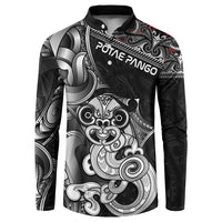 Personalised New Zealand Potae Pango Cricket Button Sweatshirt Special Maori Hei Tiki Tribal Tattoo LT9 Black - Polynesian Pride
