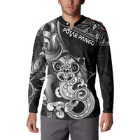 Personalised New Zealand Potae Pango Cricket Button Sweatshirt Special Maori Hei Tiki Tribal Tattoo LT9 - Polynesian Pride