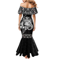 Personalised New Zealand Potae Pango Cricket Family Matching Mermaid Dress and Hawaiian Shirt Special Maori Hei Tiki Tribal Tattoo LT9 - Polynesian Pride