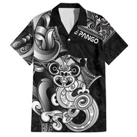 Personalised New Zealand Potae Pango Cricket Family Matching Summer Maxi Dress and Hawaiian Shirt Special Maori Hei Tiki Tribal Tattoo LT9 Dad's Shirt - Short Sleeve Black - Polynesian Pride