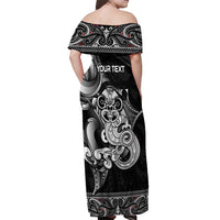 Personalised New Zealand Potae Pango Cricket Off Shoulder Maxi Dress Special Maori Hei Tiki Tribal Tattoo