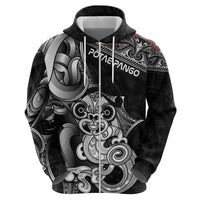 Personalised New Zealand Potae Pango Cricket Zip Hoodie Special Maori Hei Tiki Tribal Tattoo