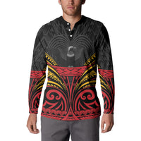 Custom Papua New Guinea Cricket Button Sweatshirt PNG Emblem Mix Polyneisan Pattern