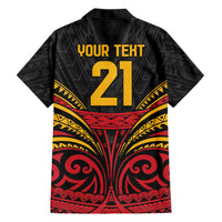Custom Papua New Guinea Cricket Hawaiian Shirt PNG Emblem Mix Polyneisan Pattern