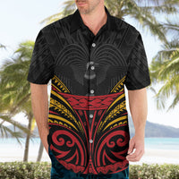 Custom Papua New Guinea Cricket Hawaiian Shirt PNG Emblem Mix Polyneisan Pattern