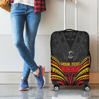 Custom Papua New Guinea Cricket Luggage Cover PNG Emblem Mix Polyneisan Pattern