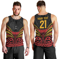 Custom Papua New Guinea Cricket Men Tank Top PNG Emblem Mix Polyneisan Pattern