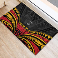 Custom Papua New Guinea Cricket Rubber Doormat PNG Emblem Mix Polyneisan Pattern