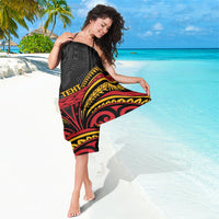 Custom Papua New Guinea Cricket Sarong PNG Emblem Mix Polyneisan Pattern