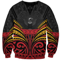 Custom Papua New Guinea Cricket Sweatshirt PNG Emblem Mix Polyneisan Pattern