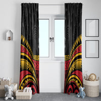 Custom Papua New Guinea Cricket Window Curtain PNG Emblem Mix Polyneisan Pattern