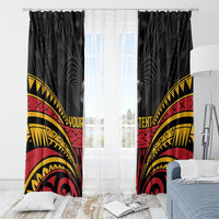 Custom Papua New Guinea Cricket Window Curtain PNG Emblem Mix Polyneisan Pattern