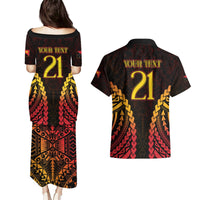 Custom Papua New Guinea Cricket Couples Matching Puletasi and Hawaiian Shirt Go Barramundis LT9 - Polynesian Pride