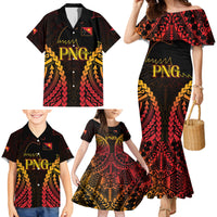 Custom Papua New Guinea Cricket Family Matching Mermaid Dress and Hawaiian Shirt Go Barramundis