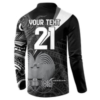 Custom Papua New Guinea Cricket Button Sweatshirt Tribal Bird of Paradise Tattoo