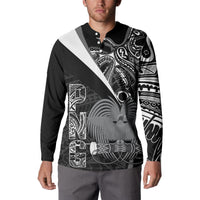 Custom Papua New Guinea Cricket Button Sweatshirt Tribal Bird of Paradise Tattoo
