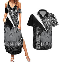 Custom Papua New Guinea Cricket Couples Matching Summer Maxi Dress and Hawaiian Shirt Tribal Bird of Paradise Tattoo