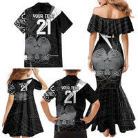 Custom Papua New Guinea Cricket Family Matching Mermaid Dress and Hawaiian Shirt Tribal Bird of Paradise Tattoo