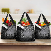 Custom Papua New Guinea Cricket Grocery Bag Tribal Bird of Paradise Tattoo