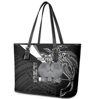 Custom Papua New Guinea Cricket Leather Tote Bag Tribal Bird of Paradise Tattoo