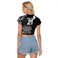 Custom Papua New Guinea Cricket Raglan Cropped T Shirt Tribal Bird of Paradise Tattoo