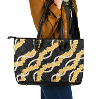 Aloha Melemele Hibiscus Pikake Lei Leather Tote Bag Hawaiian Quilt Pattern