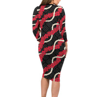 Aloha Ula'ula Hibiscus Pikake Lei Family Matching Long Sleeve Bodycon Dress and Hawaiian Shirt Hawaiian Quilt Pattern