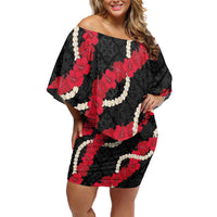 Aloha Ula'ula Hibiscus Pikake Lei Family Matching Off Shoulder Short Dress and Hawaiian Shirt Hawaiian Quilt Pattern
