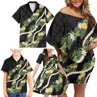 Puakenikeni Anthurium Pikake Lei Family Matching Off Shoulder Short Dress and Hawaiian Shirt Hawaiian Quilt Pattern