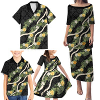Puakenikeni Anthurium Pikake Lei Family Matching Puletasi and Hawaiian Shirt Hawaiian Quilt Pattern