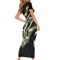 Puakenikeni Anthurium Pikake Lei Family Matching Short Sleeve Bodycon Dress and Hawaiian Shirt Hawaiian Quilt Pattern LT9 - Polynesian Pride