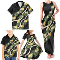 Puakenikeni Anthurium Pikake Lei Family Matching Tank Maxi Dress and Hawaiian Shirt Hawaiian Quilt Pattern