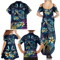 Plumeria Turtles Traditional Tribal Family Matching Summer Maxi Dress and Hawaiian Shirt LT9 - Polynesian Pride