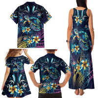 Plumeria Turtles Traditional Tribal Family Matching Tank Maxi Dress and Hawaiian Shirt LT9 - Polynesian Pride