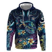 Plumeria Turtles Traditional Tribal Hoodie LT9 Pullover Hoodie Black - Polynesian Pride