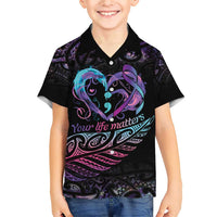 Personalised Your Life Matters Family Matching Short Sleeve Bodycon Dress and Hawaiian Shirt Suicide Prevention Awareness Semicolon Heart