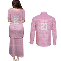 Custom New Zealand Basketball Indigenous Couples Matching Puletasi and Long Sleeve Button Shirt - Polynesian Pride