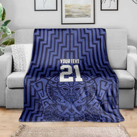 Custom Basketball New Zealand Blanket Blue Maori Ta Moko Indigenous - Polynesian Pride