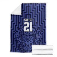 Custom Basketball New Zealand Blanket Blue Maori Ta Moko Indigenous - Polynesian Pride