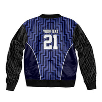 Custom Basketball New Zealand Bomber Jacket Blue Maori Ta Moko Indigenous - Polynesian Pride