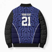 Custom Basketball New Zealand Bomber Puffer Jacket Blue Maori Ta Moko Indigenous - Polynesian Pride