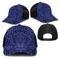 Basketball New Zealand Mesh Trucker Cap Blue Maori Ta Moko Indigenous - Polynesian Pride