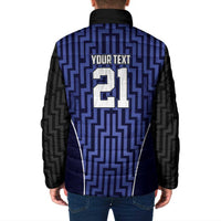 Custom Basketball New Zealand Padded Jacket Blue Maori Ta Moko Indigenous - Polynesian Pride