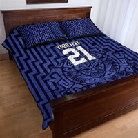 Custom Basketball New Zealand Quilt Bed Set Blue Maori Ta Moko Indigenous - Polynesian Pride