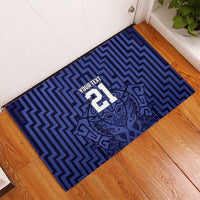 Custom Basketball New Zealand Rubber Doormat Blue Maori Ta Moko Indigenous - Polynesian Pride