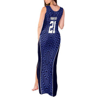 Custom Basketball New Zealand Tank Maxi Dress Blue Maori Ta Moko Indigenous - Polynesian Pride